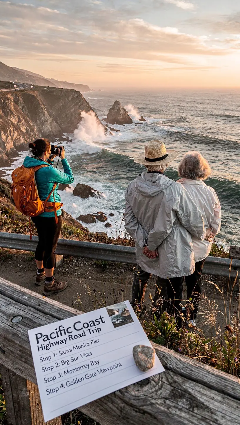 Stacja widokowa z panoramicznym widokiem na dolinę i góry, idealna na przerwę w podróży.